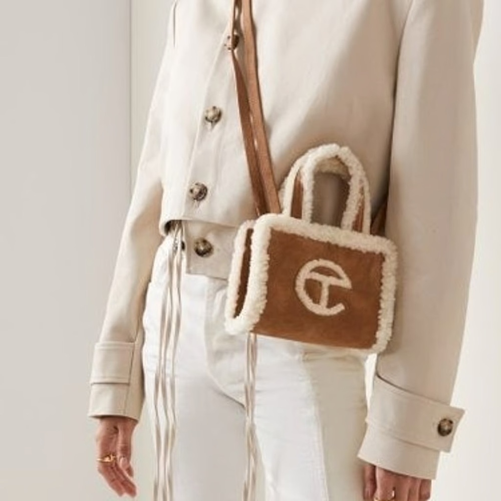 Telfar x Ugg Chestnut Bag Small, Tan, New with tags, Sold Out, celebrity handbag